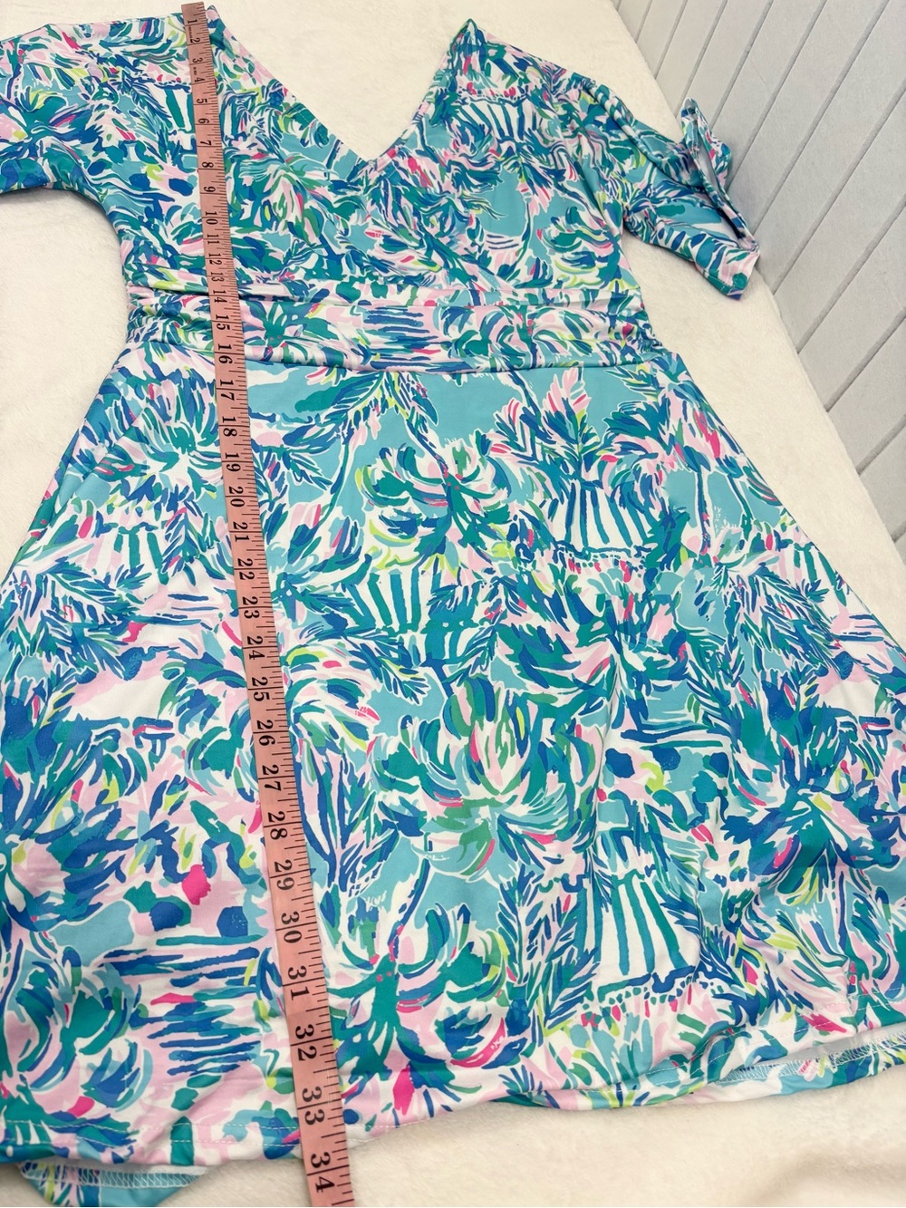 Blue Floral Print Wrap Front V-Neck Dress Romper size M - Picture 10 of 11